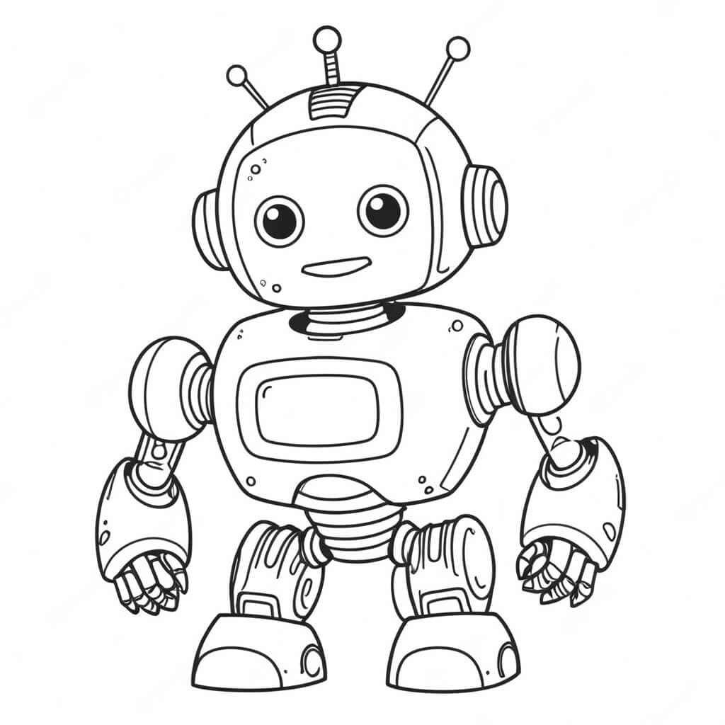 Lachender Roboter Ausmalbild