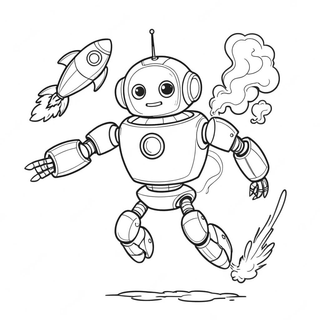 Raketen-Roboter Ausmalbild