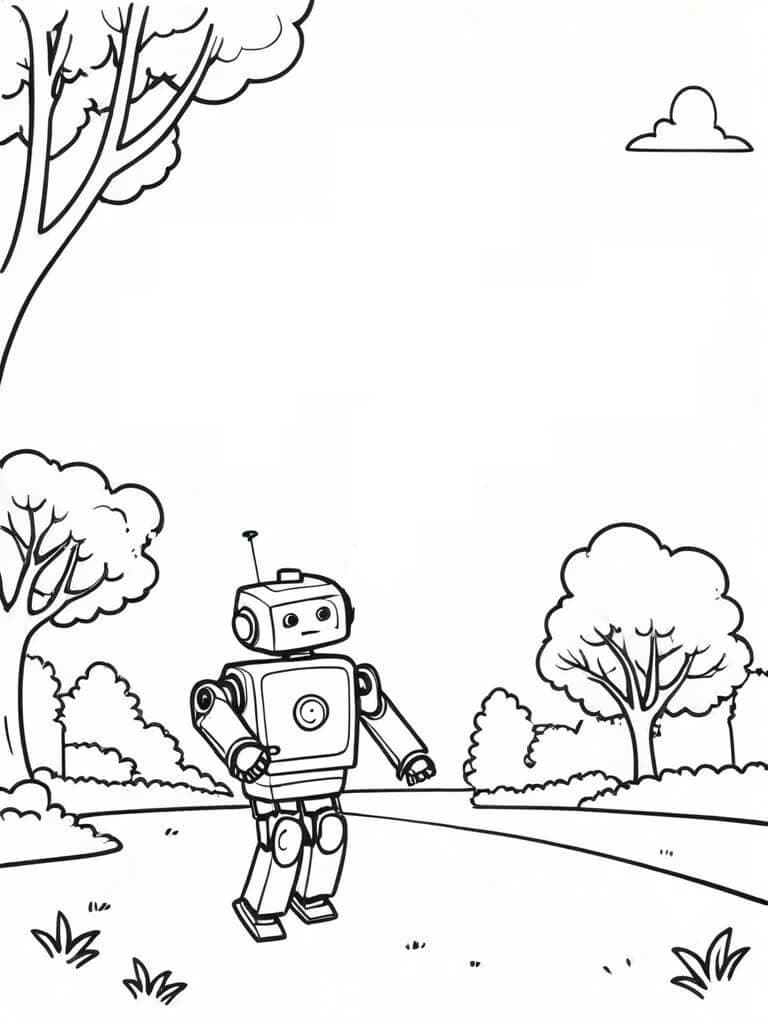 Roboter im Garten Ausmalbild