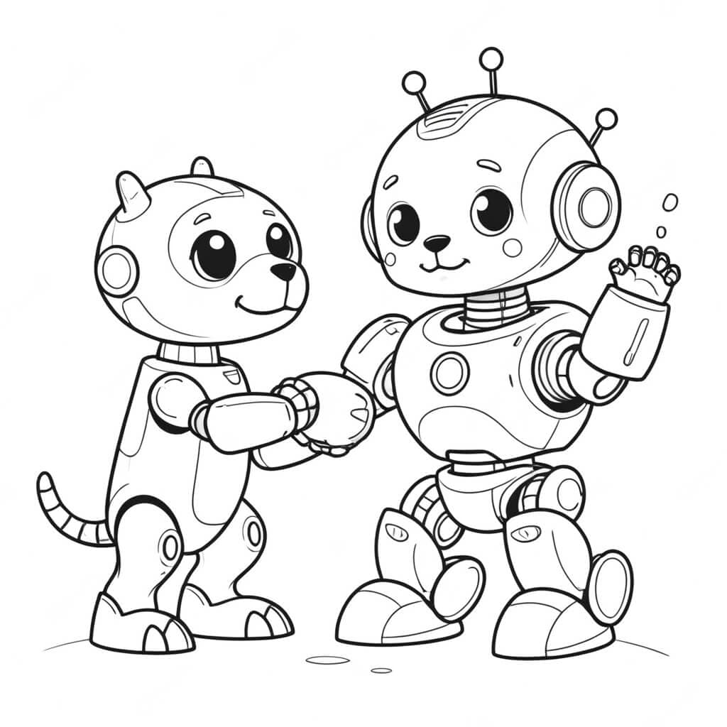 Roboter mit Hund Ausmalbild