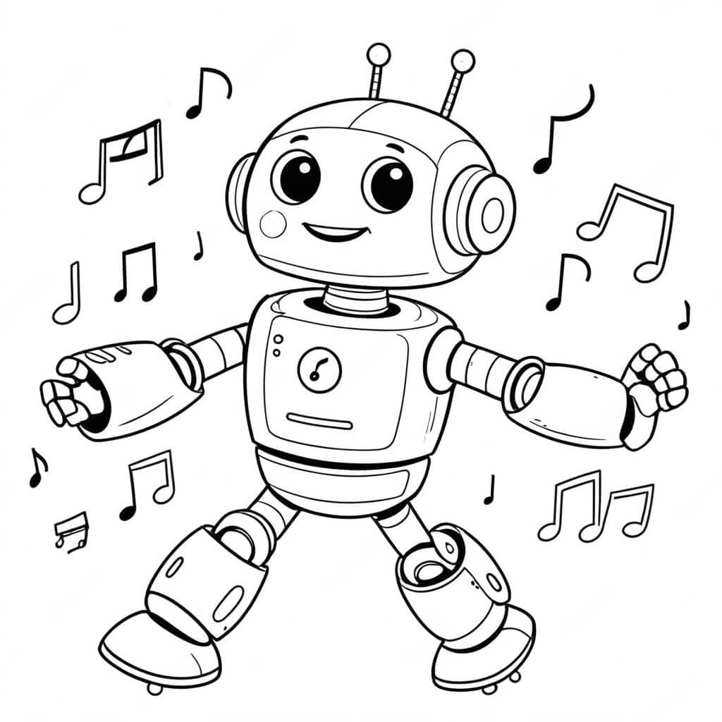 Tanzender Roboter Ausmalbild