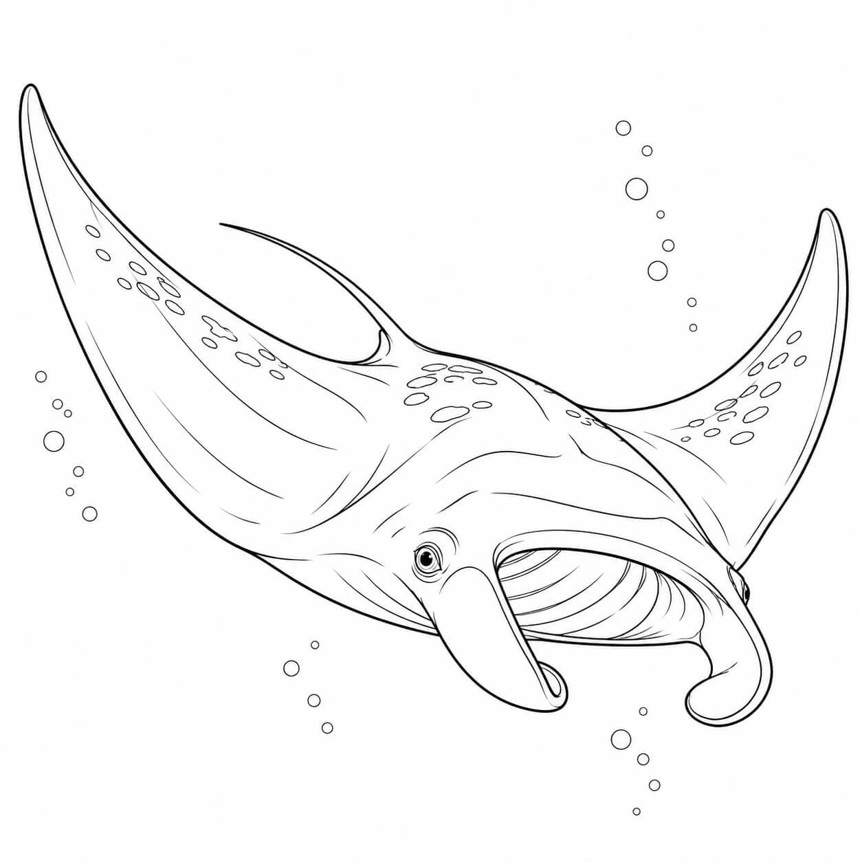 Realistischer Mantarochen Ausmalbild