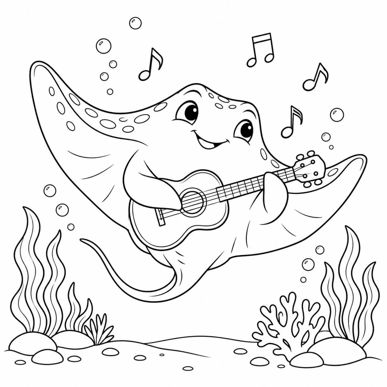 Rochen beim Musikmachen Ausmalbild