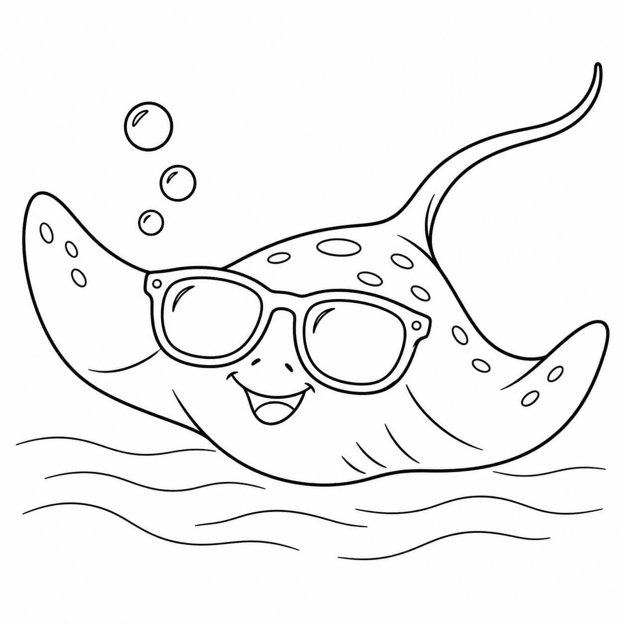 Rochen mit Sonnenbrille Ausmalbild