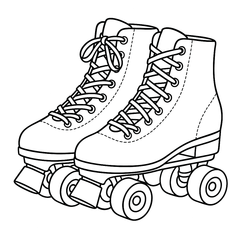 Klassische Rollschuhe Ausmalbild