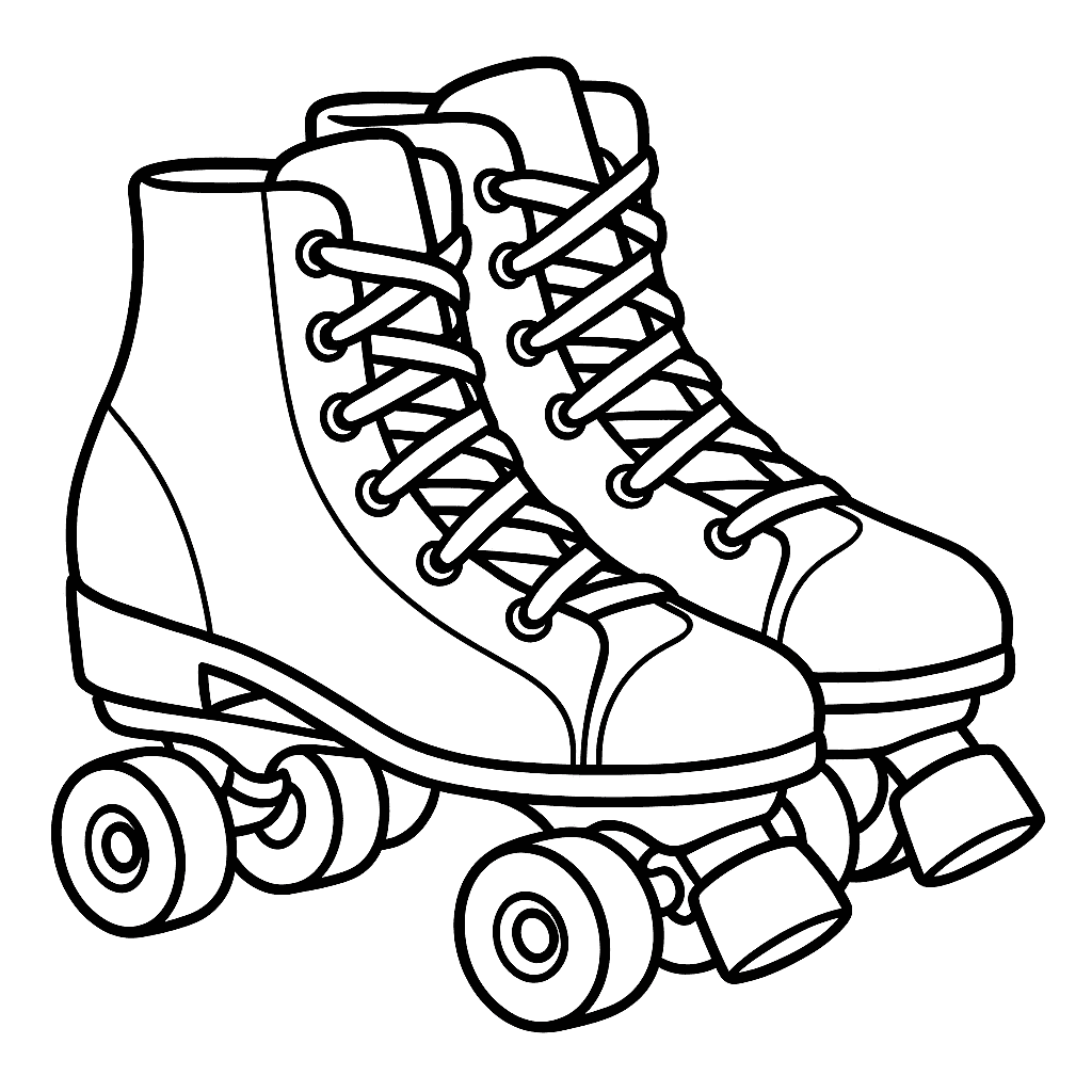 Rollschuhe mit großen Rädern Ausmalbild