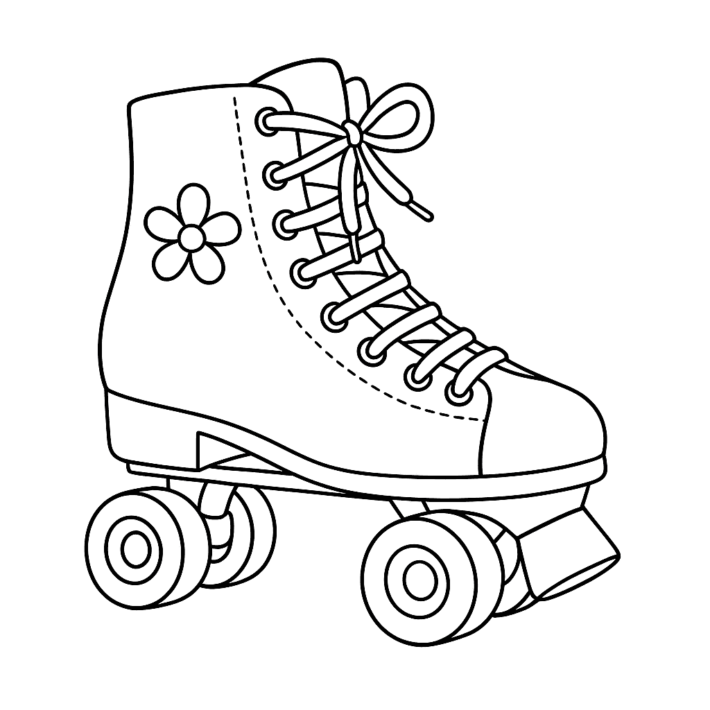 Rollschuhe mit Schleifen Ausmalbild
