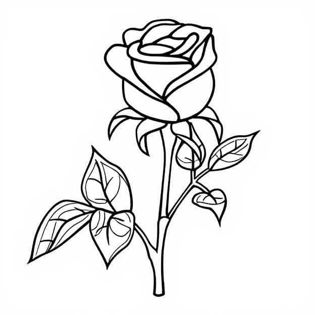 Klassische Rose Ausmalbild