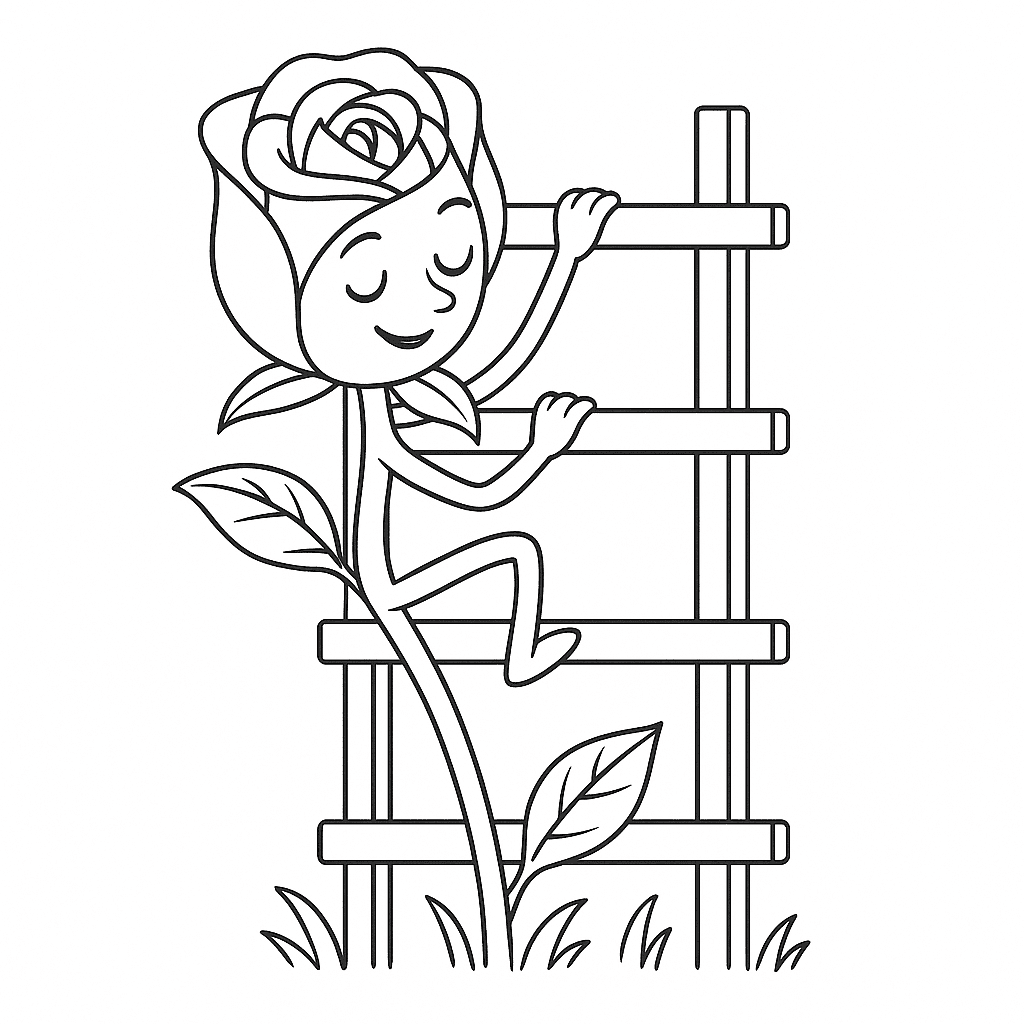 Rosen auf der Treppe Ausmalbild