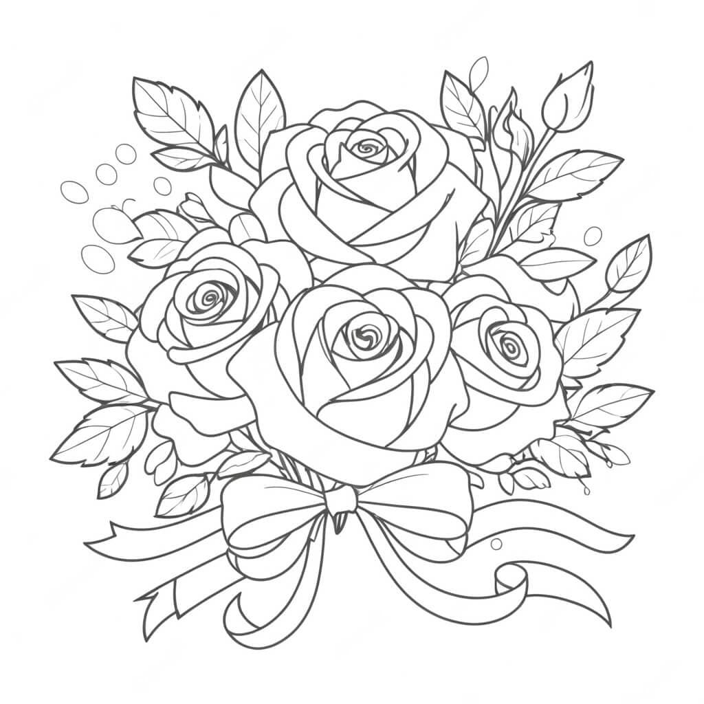 Rosen mit Schleife Ausmalbild