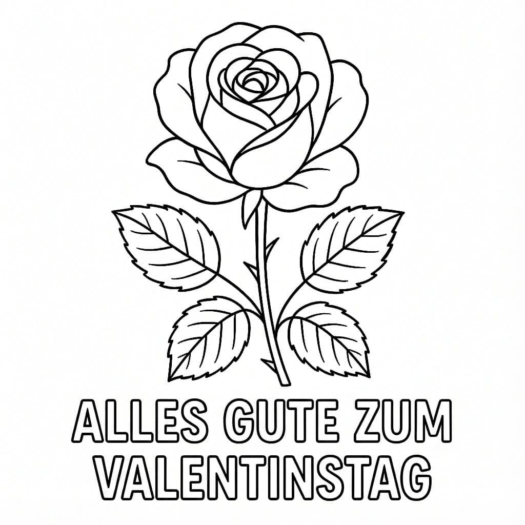 Valentinstag Rose Ausmalbild