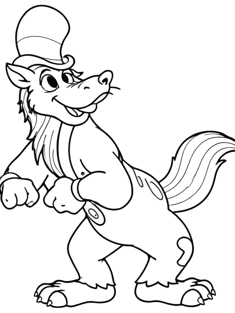 Böser Wolf mit Hut Ausmalbild