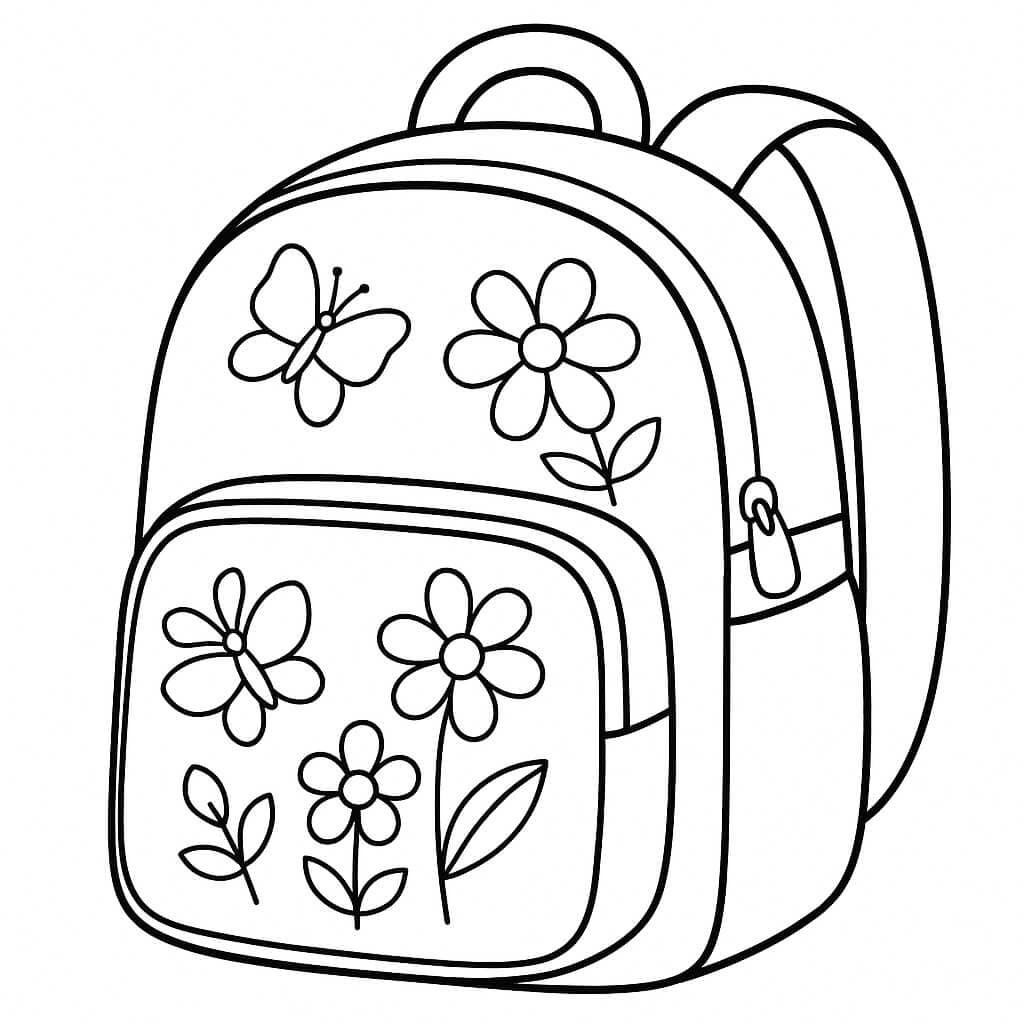 Blumen-Rucksack Ausmalbild