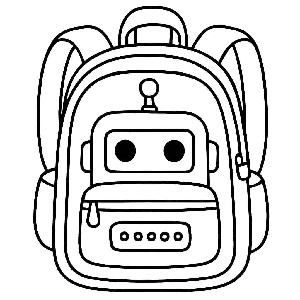 Roboter-Rucksack Ausmalbild