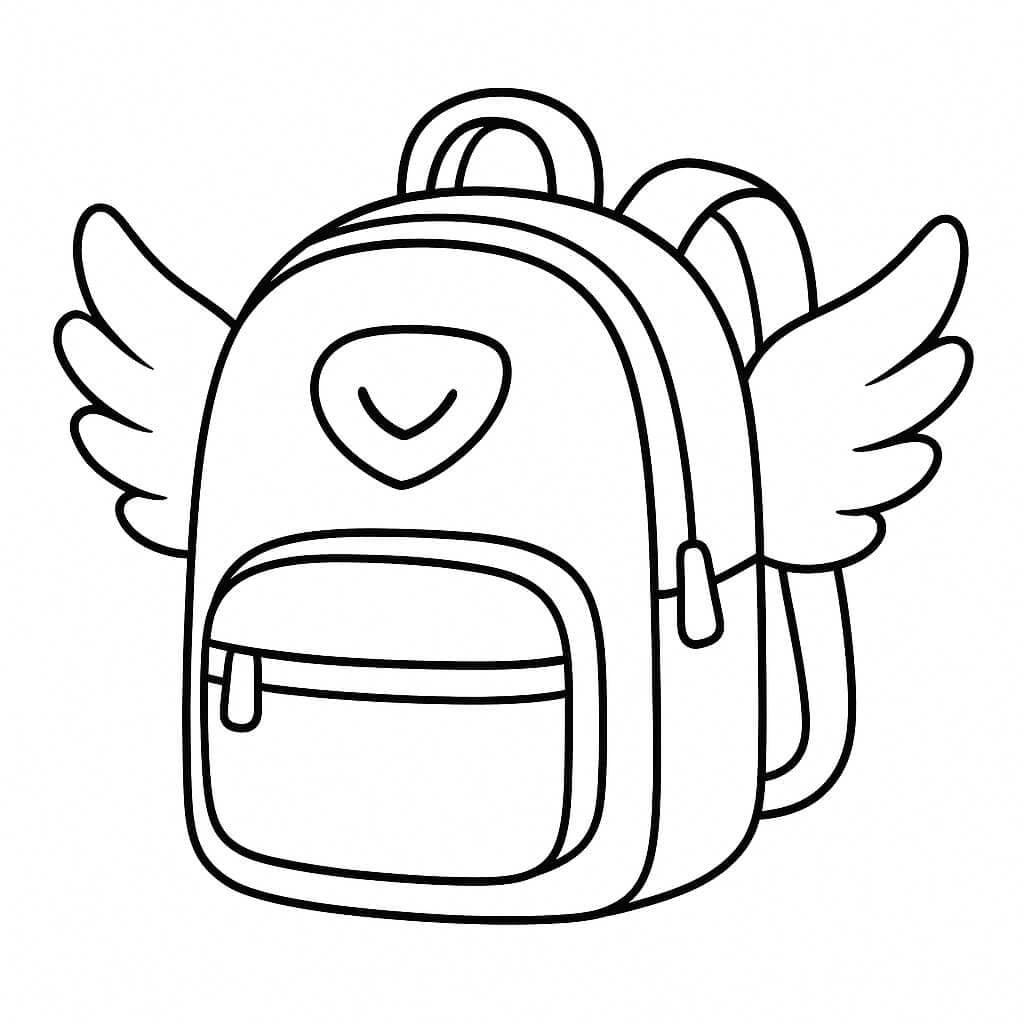 Rucksack mit Flügeln Ausmalbild