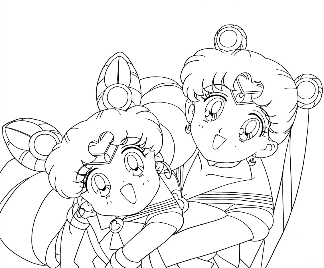 Usagi Tsukino und Chibiusa Ausmalbild