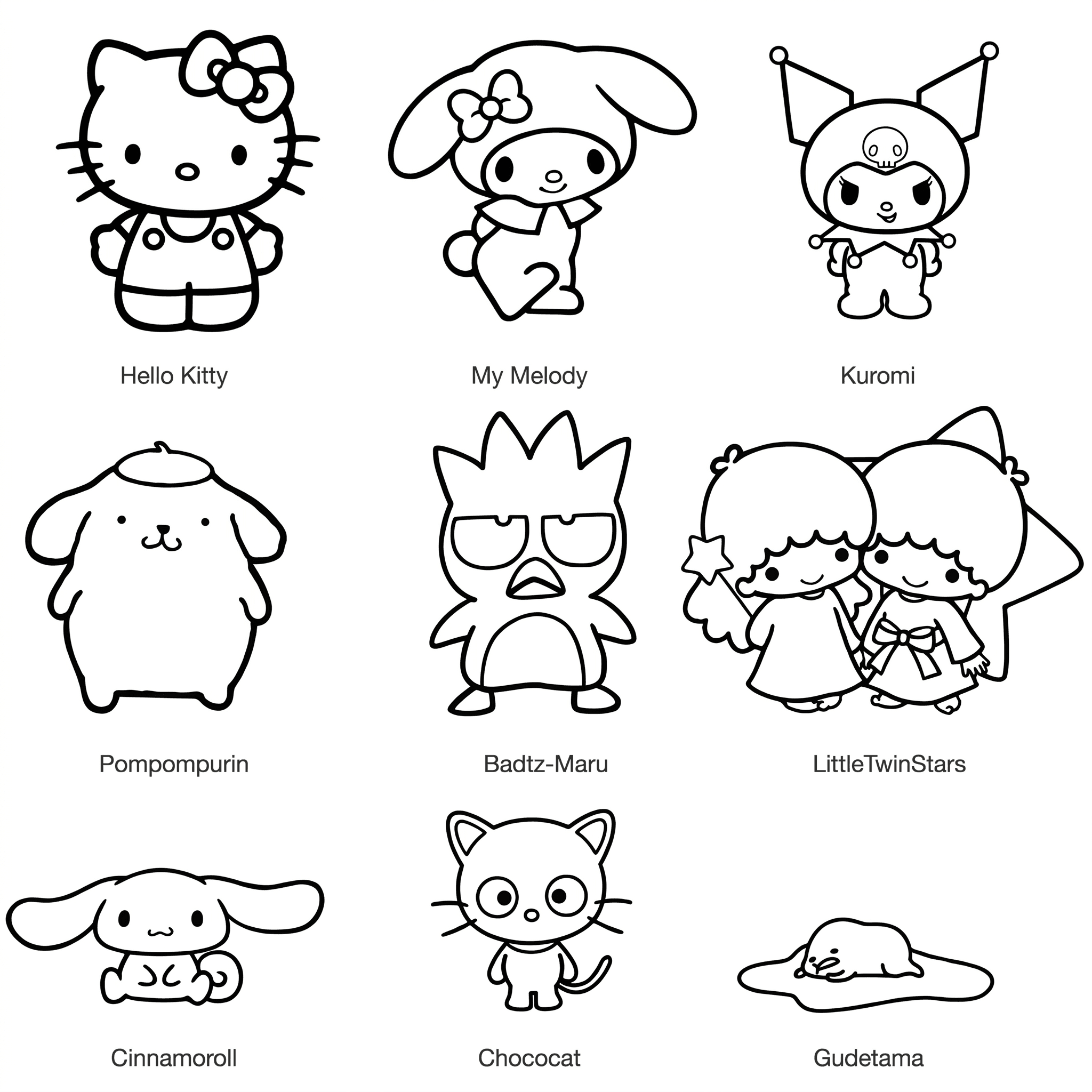 Sanrio Charaktere Ausmalbild