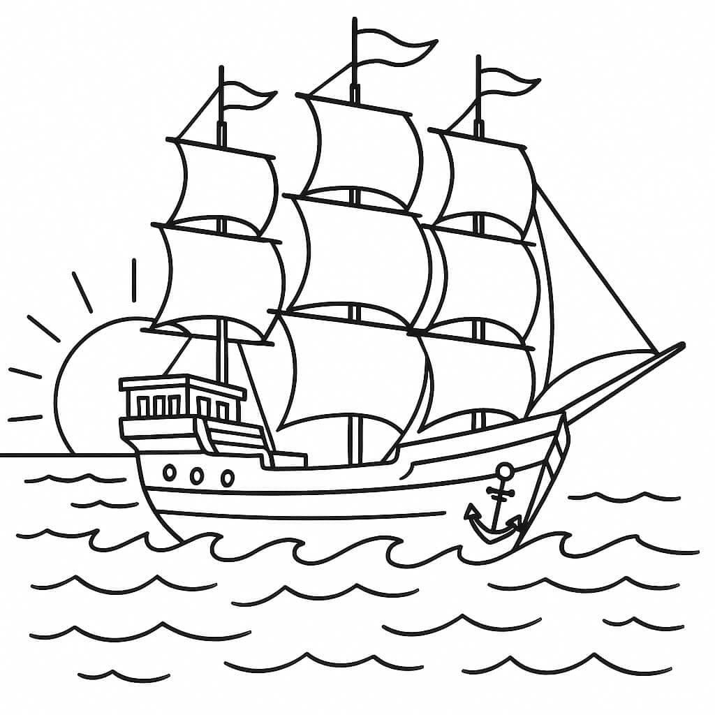 Großes Schiff zum Ausmalen