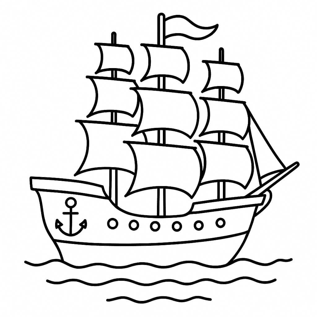 Klassisches Schiff zum Ausmalen