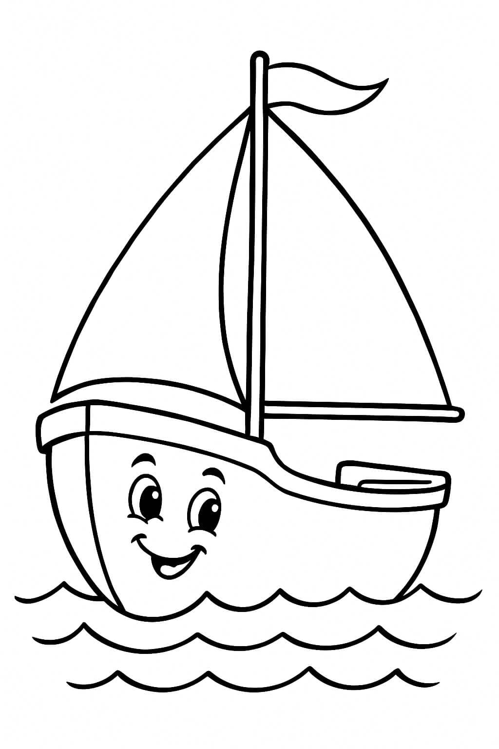 Lächelndes Schiff zum Ausmalen