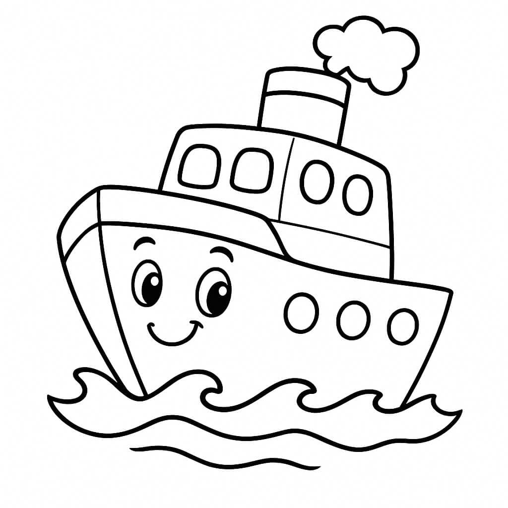 Lächelndes Schiff Boot zum Ausmalen