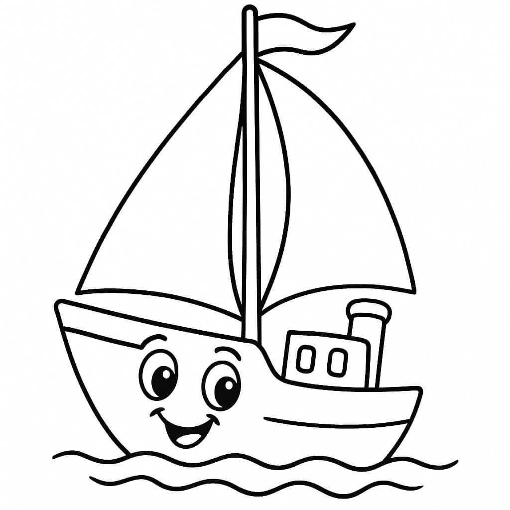 Lächelndes Schiff mit Kabine zum Ausmalen