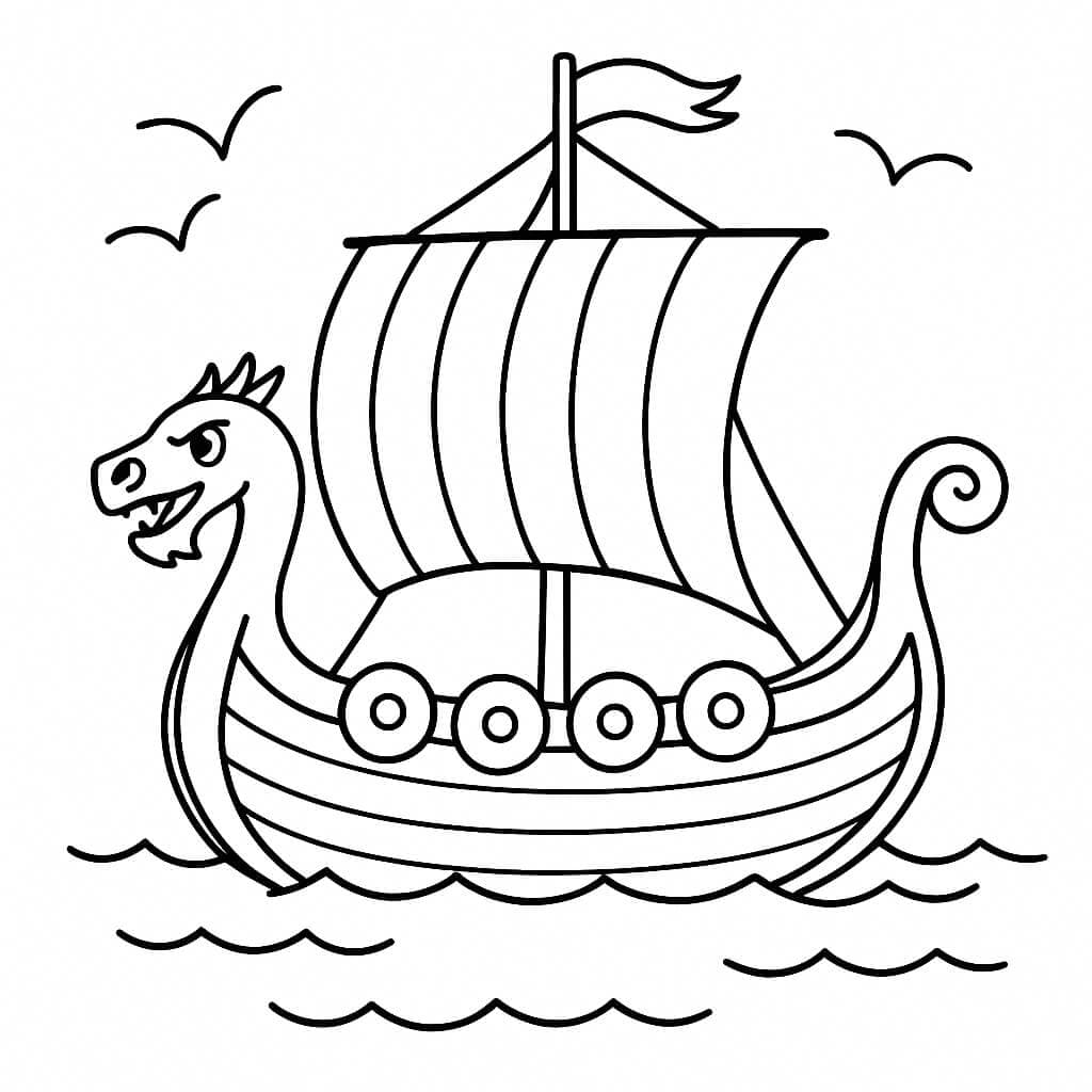 Wikingerschiff zum Ausmalen