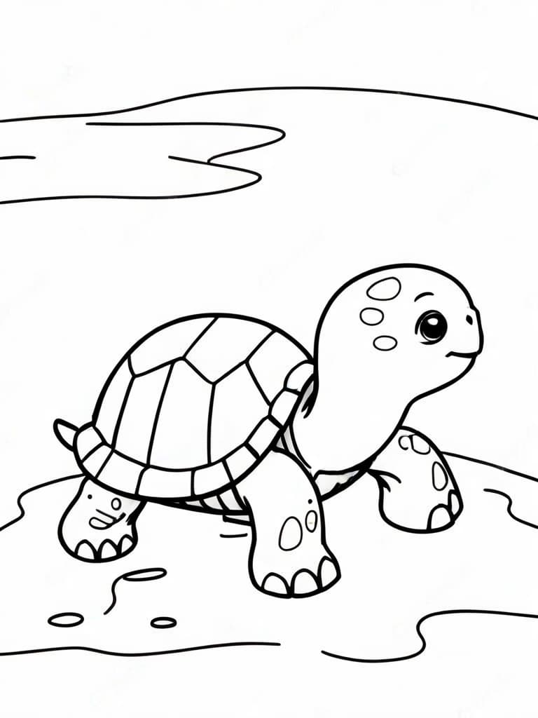 Baby Schildkröte am Strand Ausmalbild