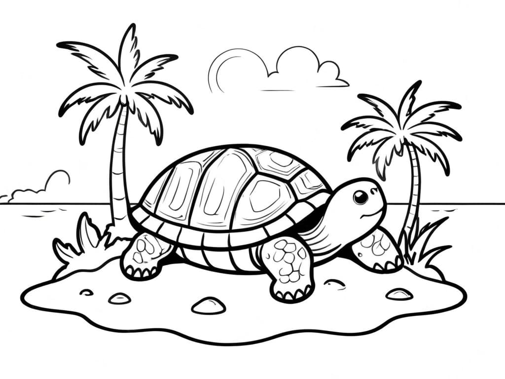 Schildkröte am Strand Ausmalbild