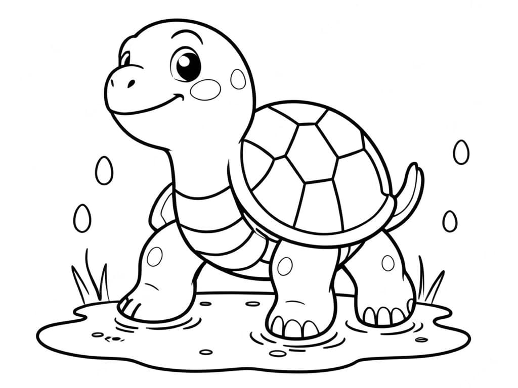 Schildkröte im Regen Ausmalbild