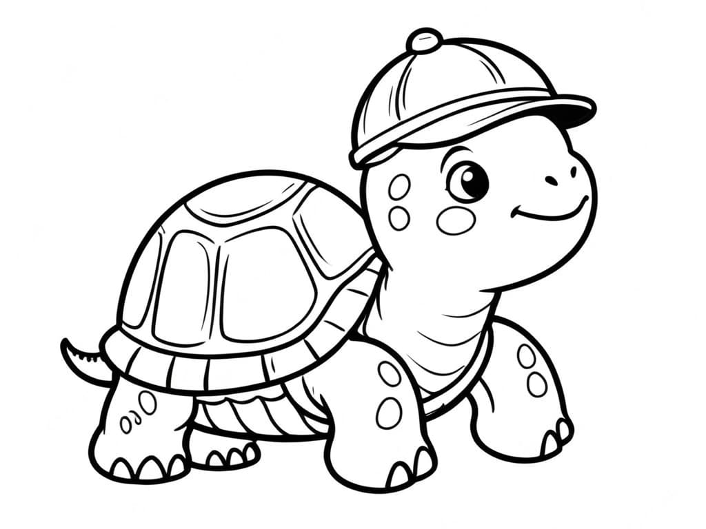 Schildkröte mit Mütze Ausmalbild