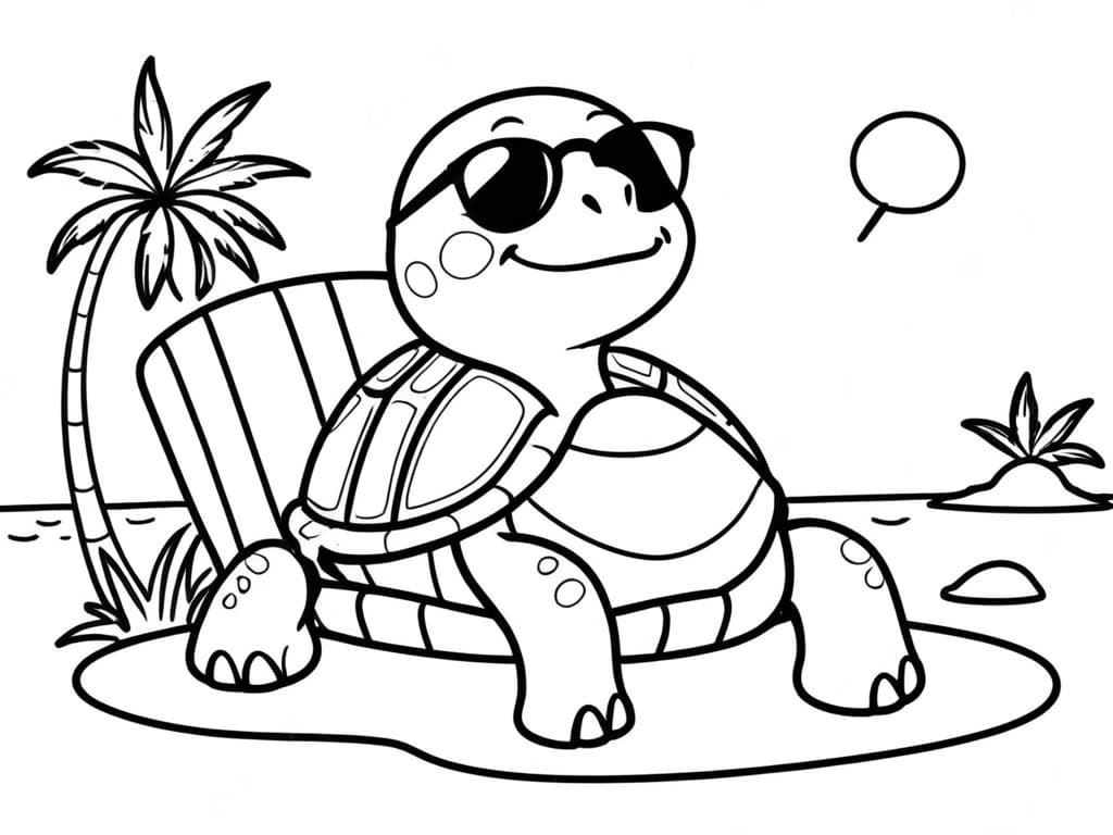 Schildkröte mit Sonnenbrille Ausmalbild