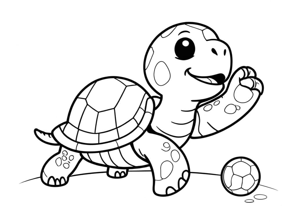 Schildkröte spielt Fußball Ausmalbild