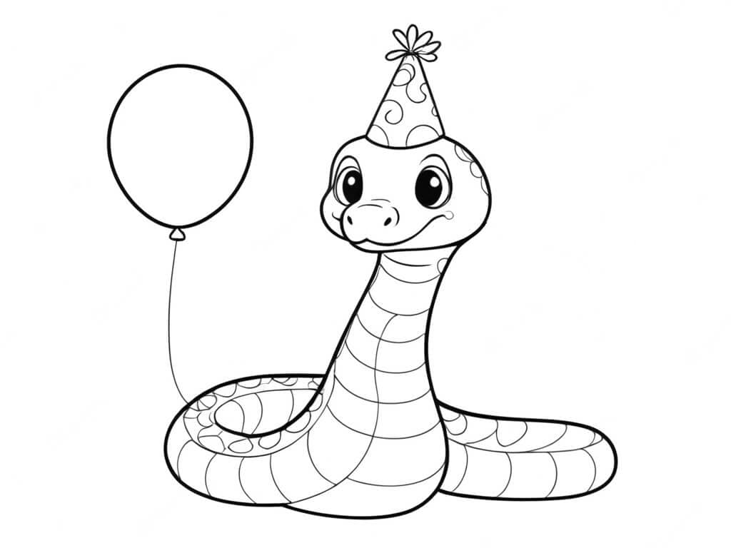 Geburtstags-Schlange Ausmalbild