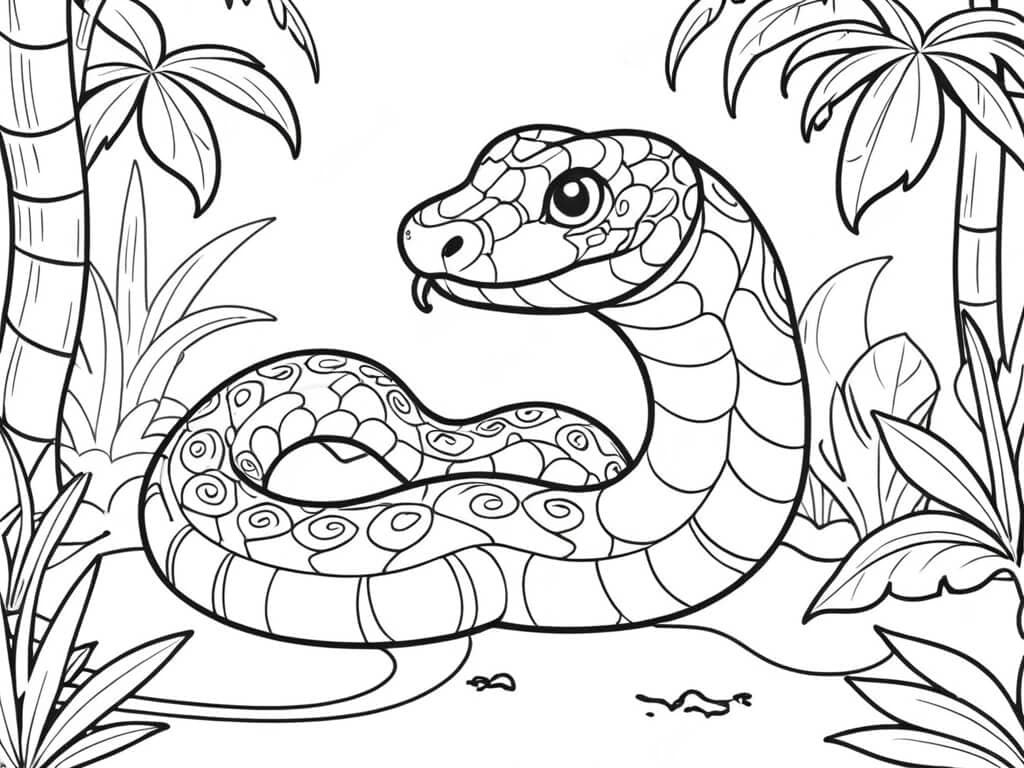 Schlange im Dschungel Ausmalbild