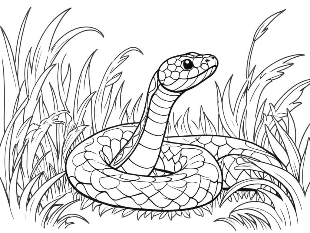 Schlange in der Vegetation Ausmalbild