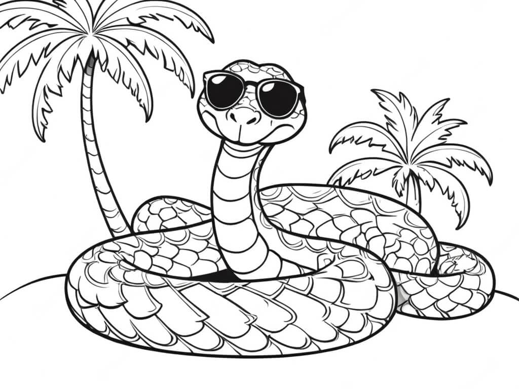 Schlange mit Sonnenbrille Ausmalbild