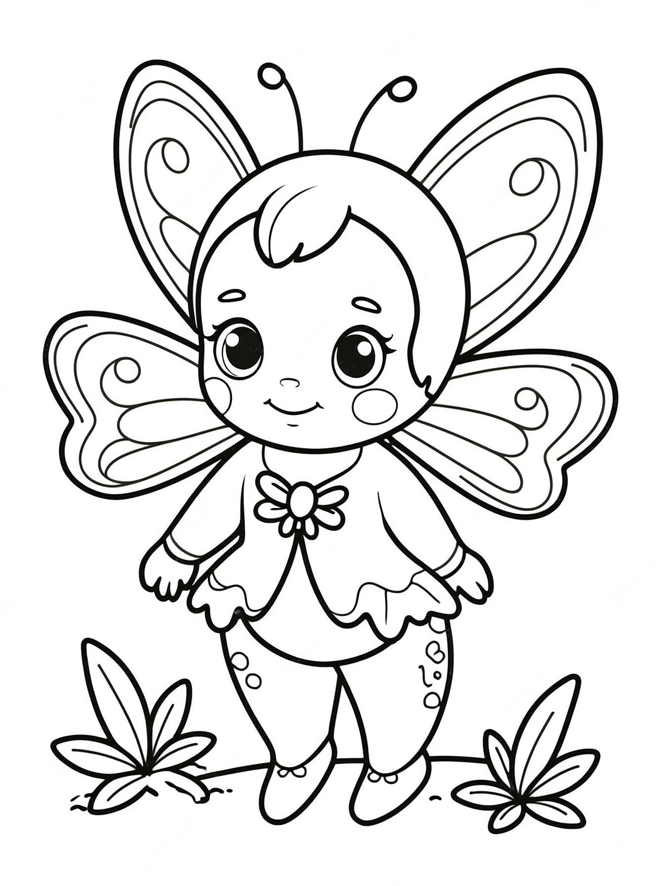 Mädchen mit Schmetterlingsflügeln Ausmalbild