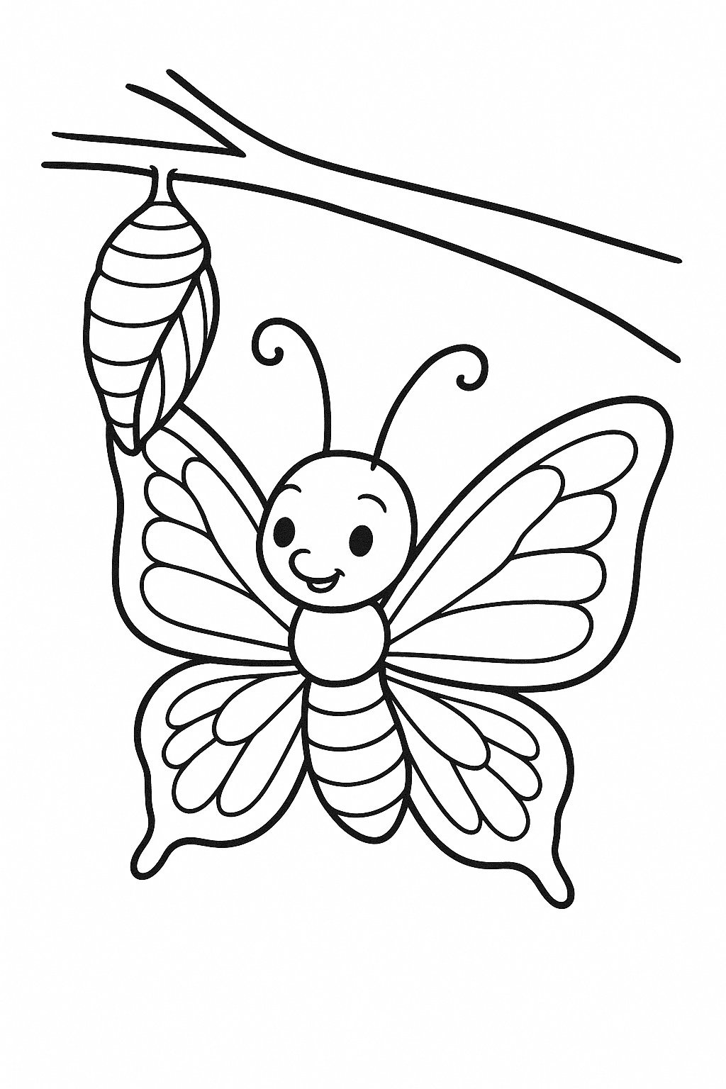 Schmetterling im Kokon Ausmalbild