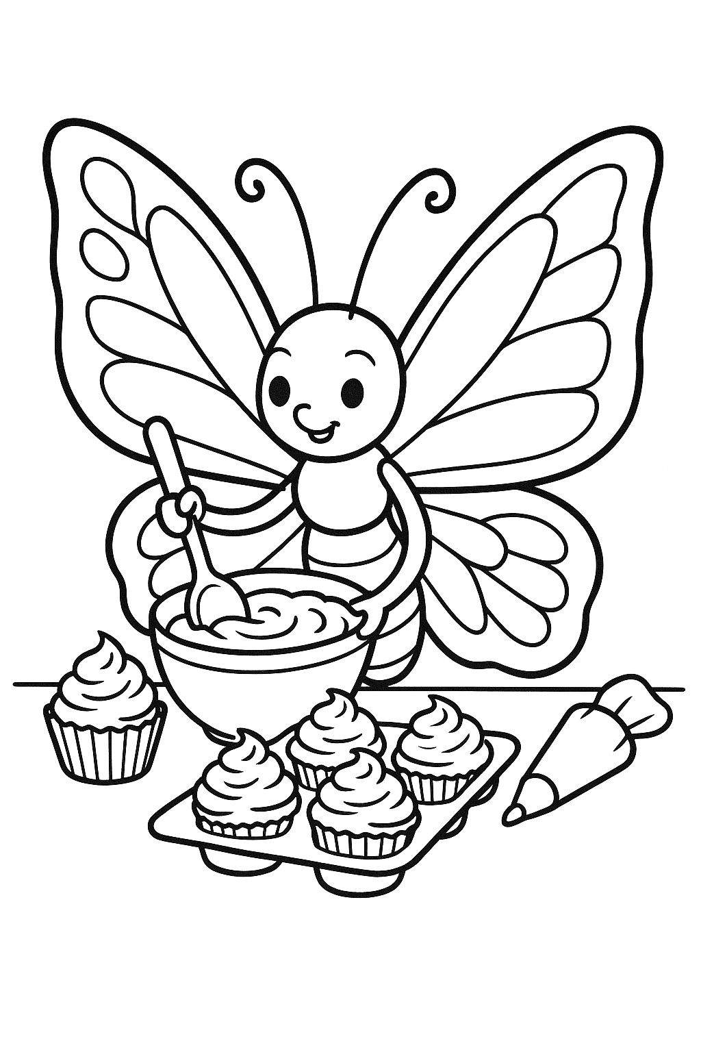 Schmetterling mit Cupcake Ausmalbild