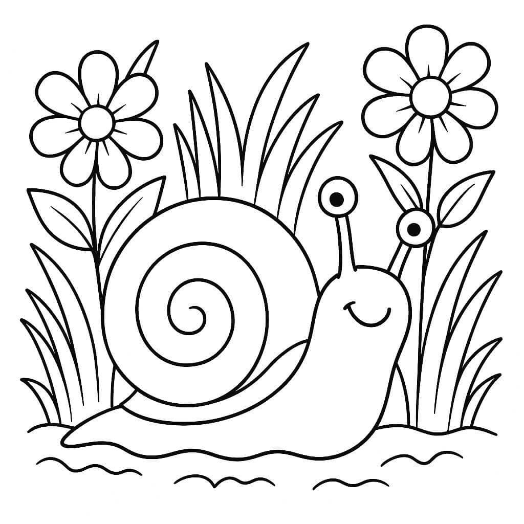 Schnecke im Garten Ausmalbild