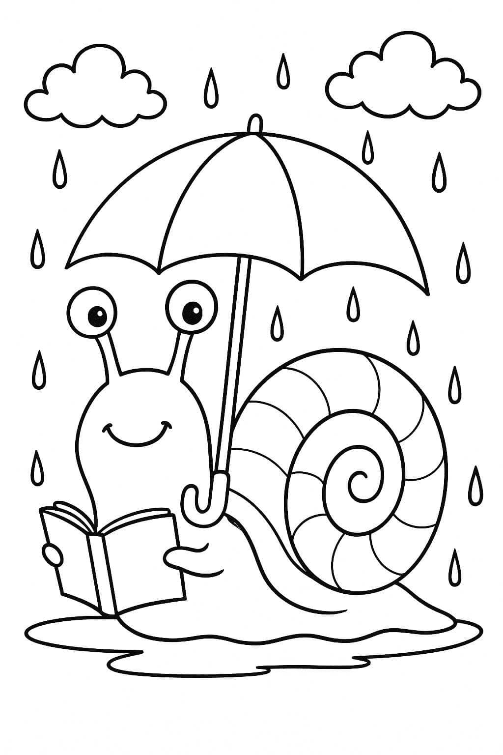 Schnecke im Regen Ausmalbild