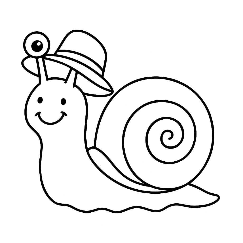Schnecke mit Hut Ausmalbild