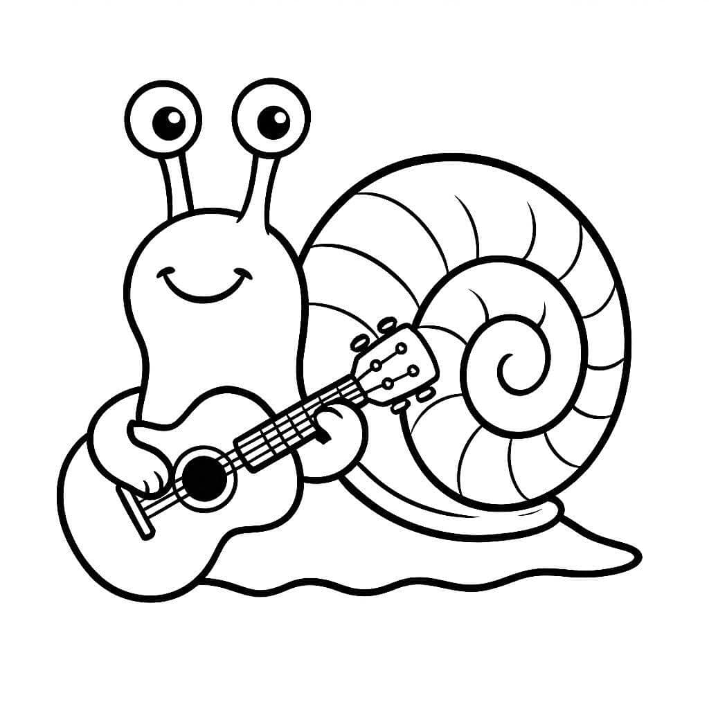 Schnecke spielt Gitarre Ausmalbild