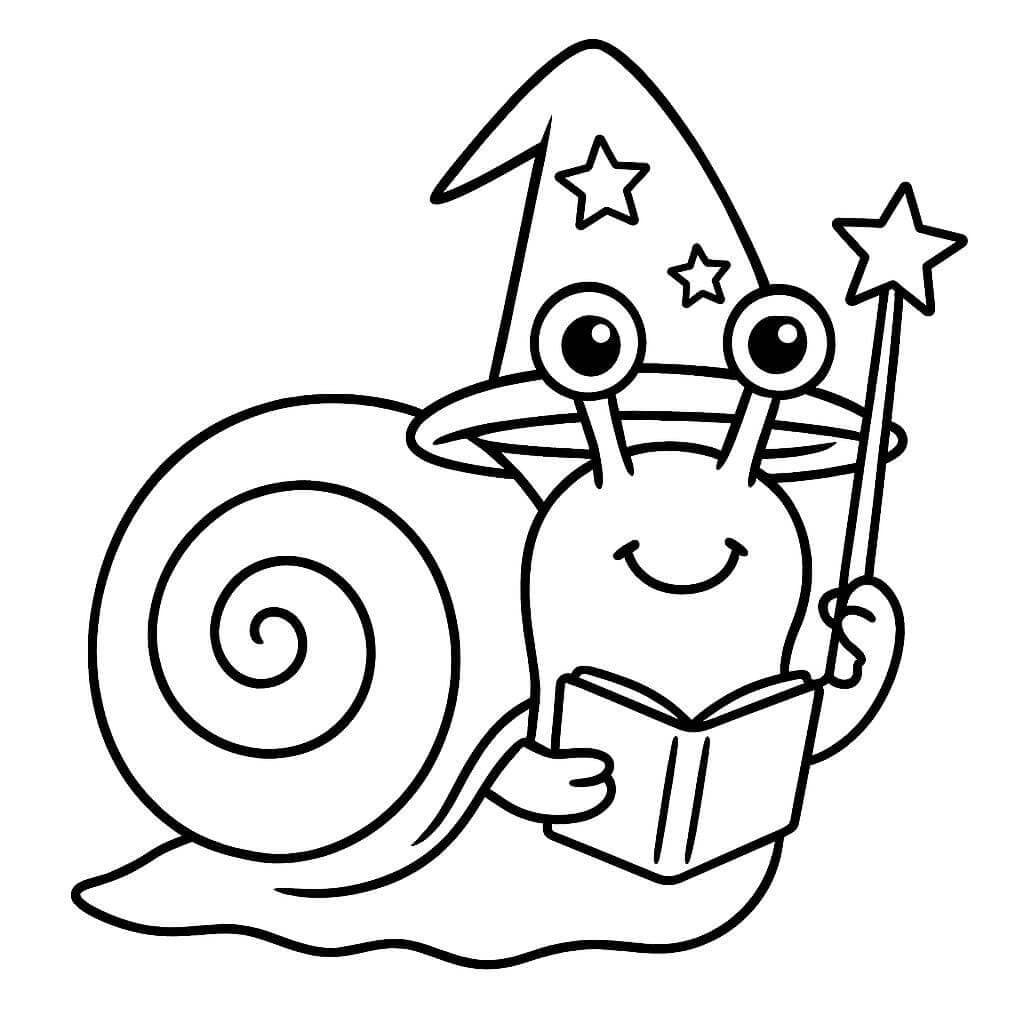 Zauberer-Schnecke Ausmalbild