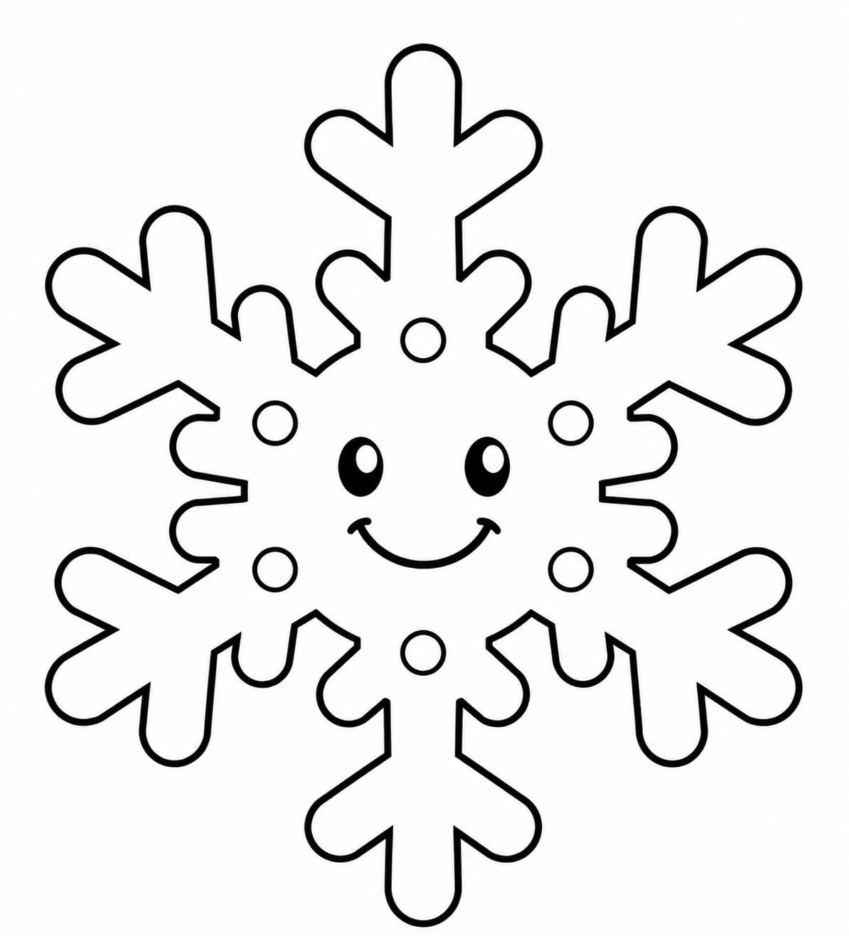 Einfache lächelnde Schneeflocke Ausmalbild