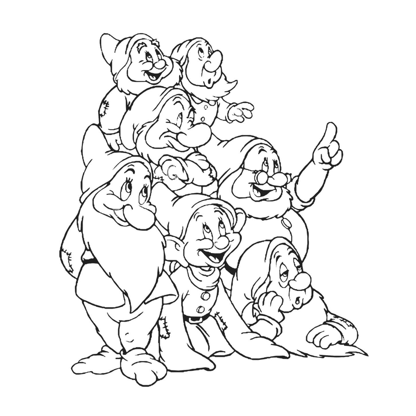 Die sieben Zwerge Ausmalbild