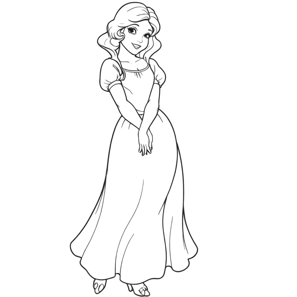 Schneewittchen im Kleid Ausmalbild