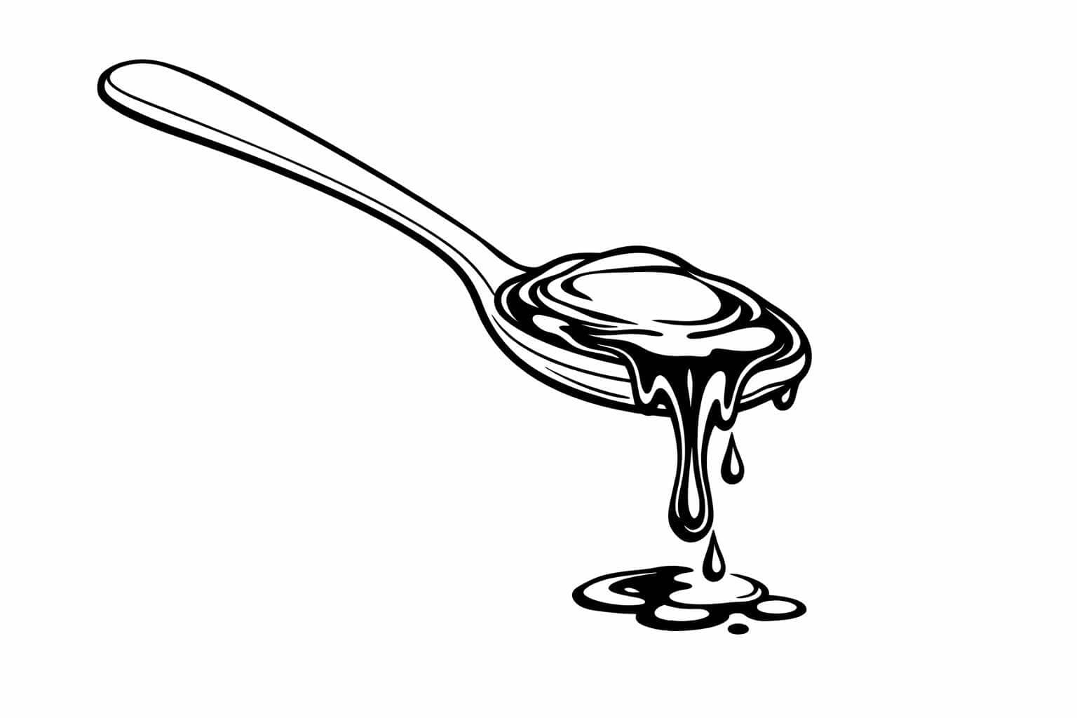 Schmelzende Schokolade auf Löffel Ausmalbild