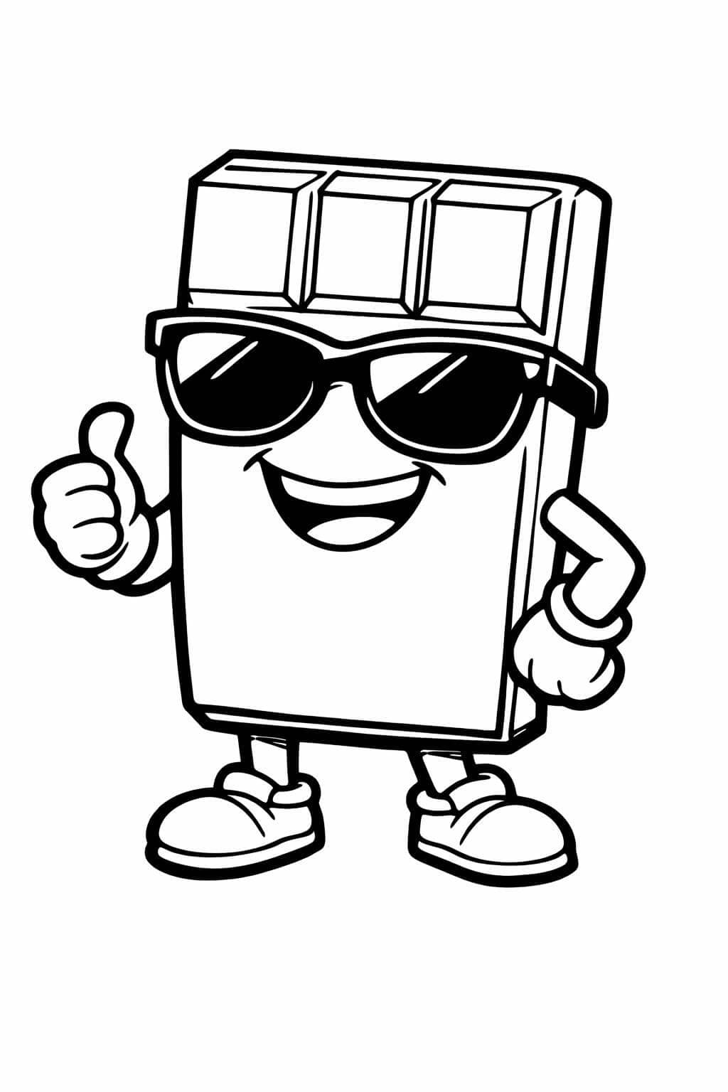 Schokolade mit Sonnenbrille Ausmalbild